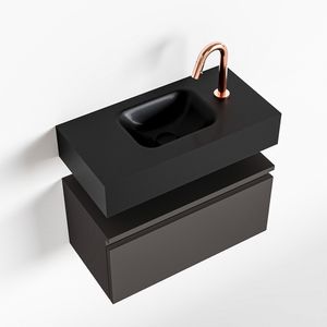 Toiletmeubel Mondiaz Andor | 60 cm | Meubelkleur Dark grey | Lex vrijhangend wastafel Urban Midden | 1 kraangat