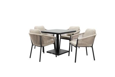 Qopps Ramin up down tuintafel met 4 Felan dining tuinstoel