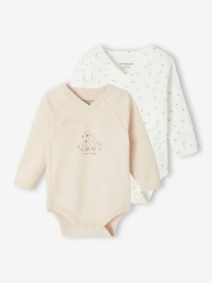 Set van 2 body's met lange mouwen en opening voor pasgeborenen rozen