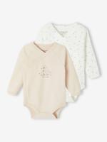 Set van 2 body's met lange mouwen en opening voor pasgeborenen rozen
