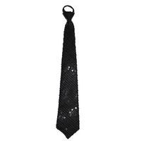 Funny Fashion Carnaval verkleed stropdas met glitter pailletten - zwart - polyester - heren/dames   -