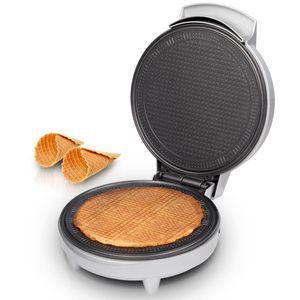 Ijshoorntjesmaker / Comfortbakery Met Hoogwaardige Bakplaat Van 25,5cm Trebs 99263 Zilver