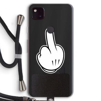 Middle finger white: Pixel 4a 5G Transparant Hoesje met koord