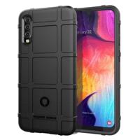 Schokbestendig Rugged Shield volledige dekking beschermende siliconen case voor Galaxy A50 (zwart)