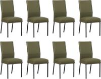 Set van 8 Olijfgroene leren moderne eetkamerstoelen Real - poot vierkant zwart - Toledo Leer Olive (olijfgroen leer)