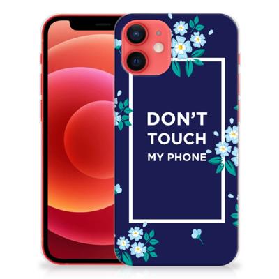 iPhone 12 Mini Silicone-hoesje Flowers Blue DTMP iPhone 12 Mini Silicone-hoesje Flowers Blue DTMP