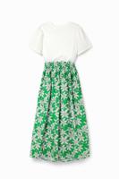 Gecombineerde midi-jurk met bloemen - WHITE - M