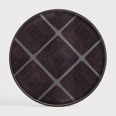 Ethnicraft Rond Dienblad 'Linear Flow' 92cm, kleur Slate