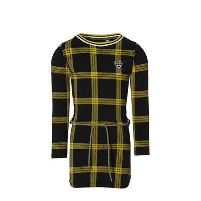 Quapi Girls geruite jurk Fanne zwart/geel Quapi Girls geruite jurk Fanne zwart/geel