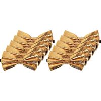 10x Holografische gouden verkleed vlinderstrikken/vlinderdassen 13 cm voor dames/heren   - - thumbnail