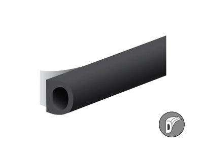 Ellen Tochtband d-profiel - zwart - 8x6mm - 7.5m