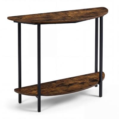 Consoletafel Halfronde Bijzettafel met 2 Open Legplanken Moderne Salontafel 100 x 29,5 x 80 cm Rustiek Bruin Consoletafel Halfronde Bijzettafel met 2 Open Legplanken Moderne Salontafel 100 x 29,5 x 80 cm Rustiek Bruin
