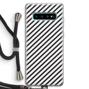 Strepen zwart-wit: Samsung Galaxy S10 Plus Transparant Hoesje met koord