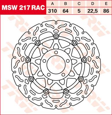 TRW Remschijf, remschijven voor de moto, MSW217RAC