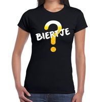 Biertje tekst t-shirt zwart dames - thumbnail