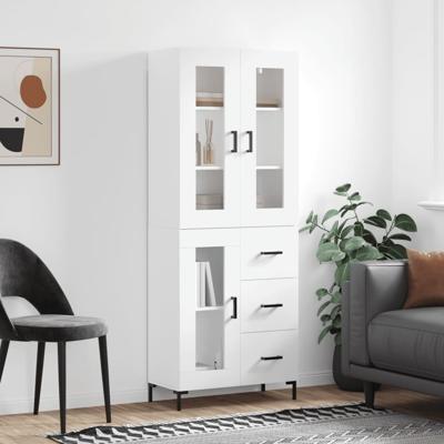 Hoge kast 69,5x34x180 cm bewerkt hout wit