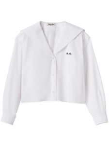 Miu Miu chemise en popeline à logo appliqué - Blanc