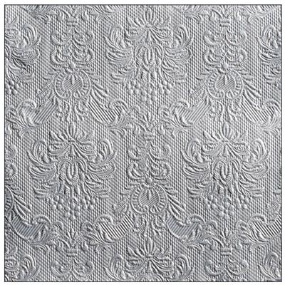 Servetten Luxe - 30x stuks - 40 x 40 cm - zilver - barok patroon - 3 laags
