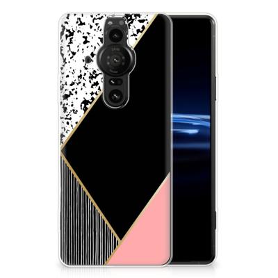 Sony Xperia Pro-I | TPU Hoesje | Zwart Roze Vormen