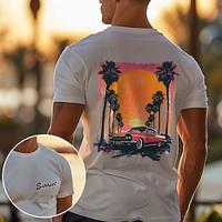 Automatisch Tekstopdruk Landschap Wit Donker Grijs Leger Groen T-shirt Voor heren Grafisch 100% katoen Shirt Sport Klassiek Overhemd Korte mouw Comfortabel T-shirt Zomer Lente Modeontwerper kleding S Lightinthebox