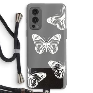 White butterfly: OnePlus Nord 2 5G Transparant Hoesje met koord