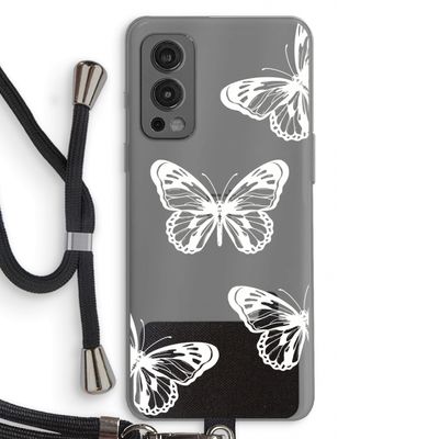 White butterfly: OnePlus Nord 2 5G Transparant Hoesje met koord