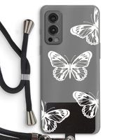 White butterfly: OnePlus Nord 2 5G Transparant Hoesje met koord