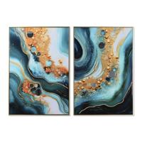 Schilderij Home ESPRIT Blauw Gouden polyestyreen Canvas Modern Coating 62 x 4 x 92 cm (2 Stuks)