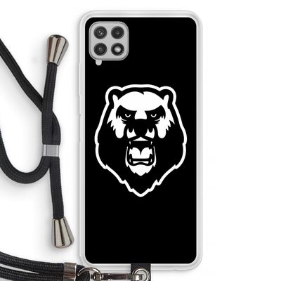 Angry Bear (black): Samsung Galaxy A22 4G Transparant Hoesje met koord