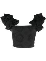 alice + olivia haut Tawny crop volanté en broderie anglaise - Noir - thumbnail