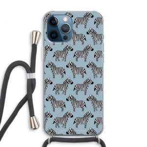 Zebra: iPhone 12 Pro Max Transparant Hoesje met koord