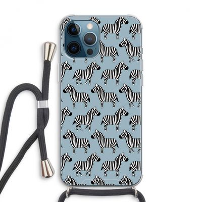 Zebra: iPhone 12 Pro Max Transparant Hoesje met koord
