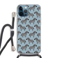 Zebra: iPhone 12 Pro Max Transparant Hoesje met koord