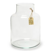 Transparante melkbus vaas/vazen van eco glas 14 x 20 cm   -