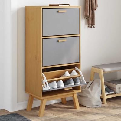 VidaXL Schoenenkast olden 55x35x120 cm grenenhout grijs en bruin