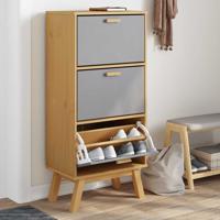 VidaXL Schoenenkast olden 55x35x120 cm grenenhout grijs en bruin - thumbnail