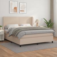 Boxspring met matras kunstleer cappuccinokleurig 180x200 cm