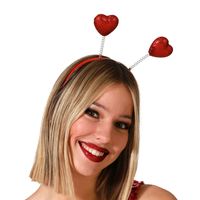 Atosa Verkleed diadeem Rode Valentijn hartjes - dames - met glitters   - - thumbnail