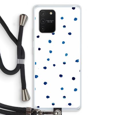Blauwe stippen: Samsung Galaxy S10 Lite Transparant Hoesje met koord
