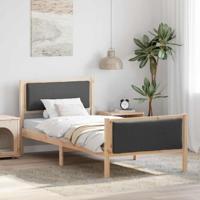 Bedframe met hoofdeinde Donkergrijs 90 x 200 cm Stof Bedframe met hoofdeinde Donkergrijs 90 x 200 cm Stof