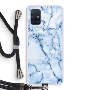 Blauw marmer: Samsung Galaxy A71 Transparant Hoesje met koord