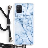 Blauw marmer: Samsung Galaxy A71 Transparant Hoesje met koord