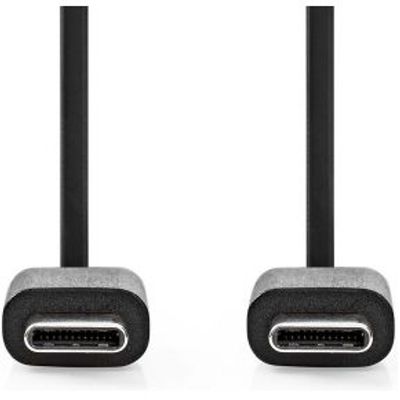 USB-Kabel | USB 2.0 | USB-C© Male | USB-C© Male | 60 W | 480 Mbps | Vernikkeld | 1.00 m | Rond |