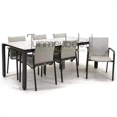 Tuinstoel Anzio dining Soft grey met GOA HPL 220 cm licht grijs