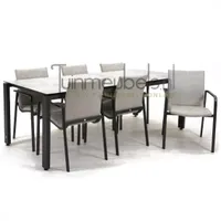 Tuinstoel Anzio dining Soft grey met GOA HPL 220 cm licht grijs