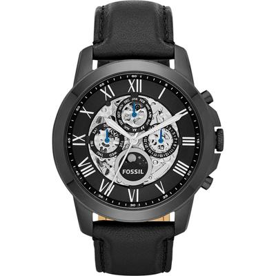 Fossil Montre Automatique Grant En Cuir Noir ME3028