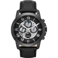 Fossil Montre Automatique Grant En Cuir Noir ME3028