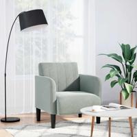 Fauteuil met armleuningen 54 cm fluweel lichtgrijs