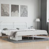 Bedframe met hoofdbord metaal wit 193x203 cm