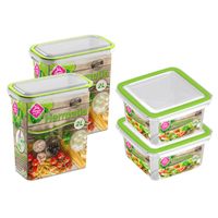 4x Voorraad/vershoudbakjes 1,5 en 2 liter transparant/groen